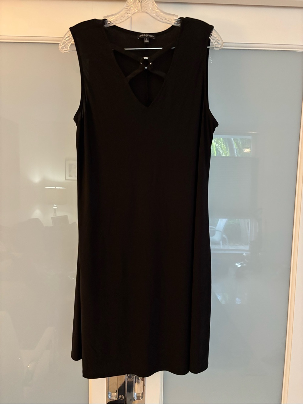 Ava & Grace Black Sleeveless Mini Dress with Strappy V-Neck